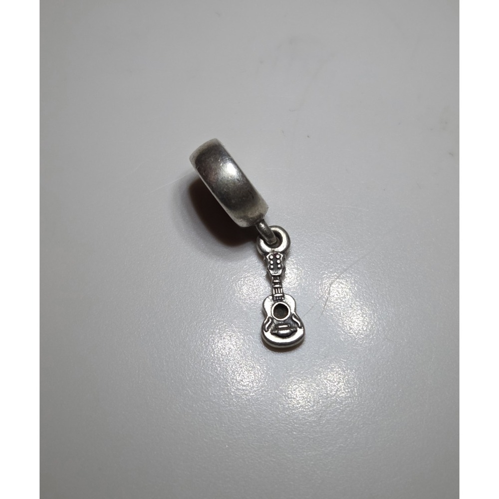 RARE RETIRED PANDORA GUITAR DANGLE STERLING SILVER CHARM 925 ALE 790408 MUSIC